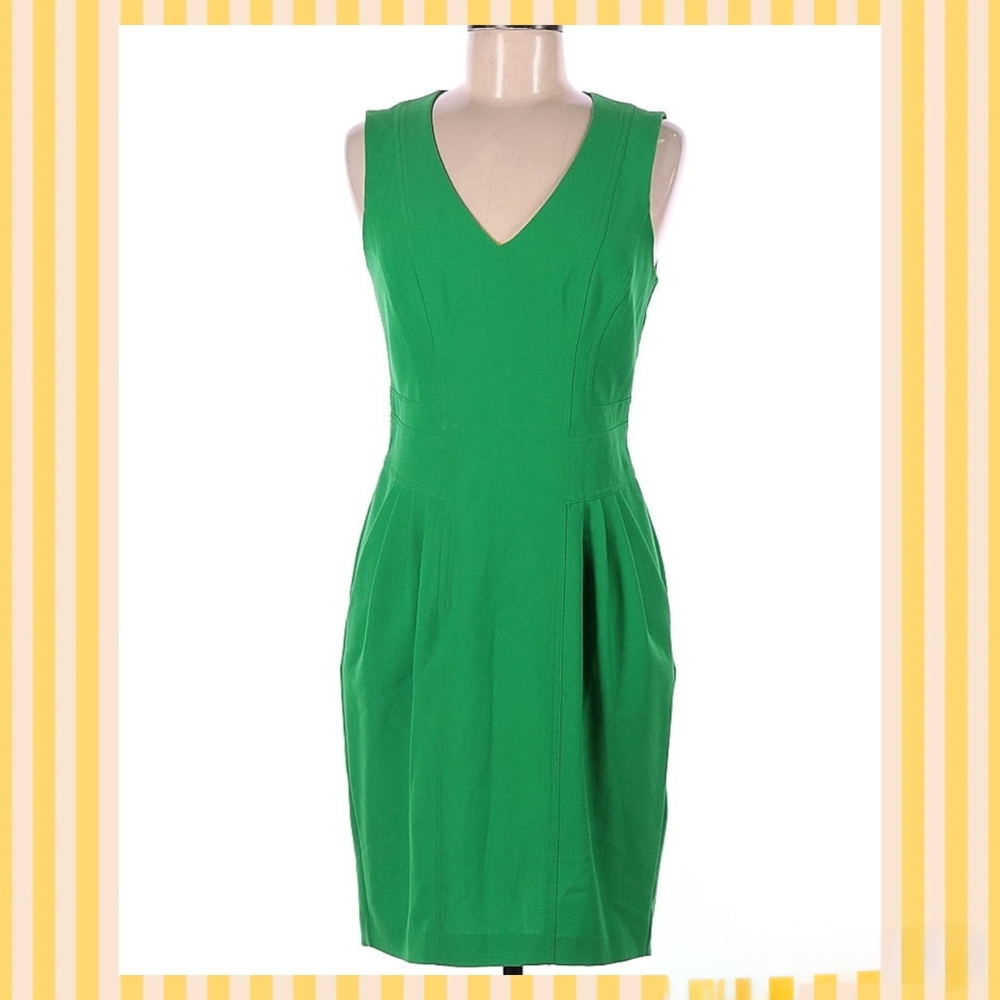 Vince Camuto Green Pleated Dress, see measurements